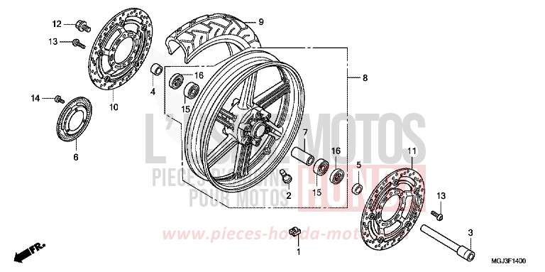 ROUE AVANT de CBF1000F ABS QUASAR SILVER METALLIC (NHA48) de 2011